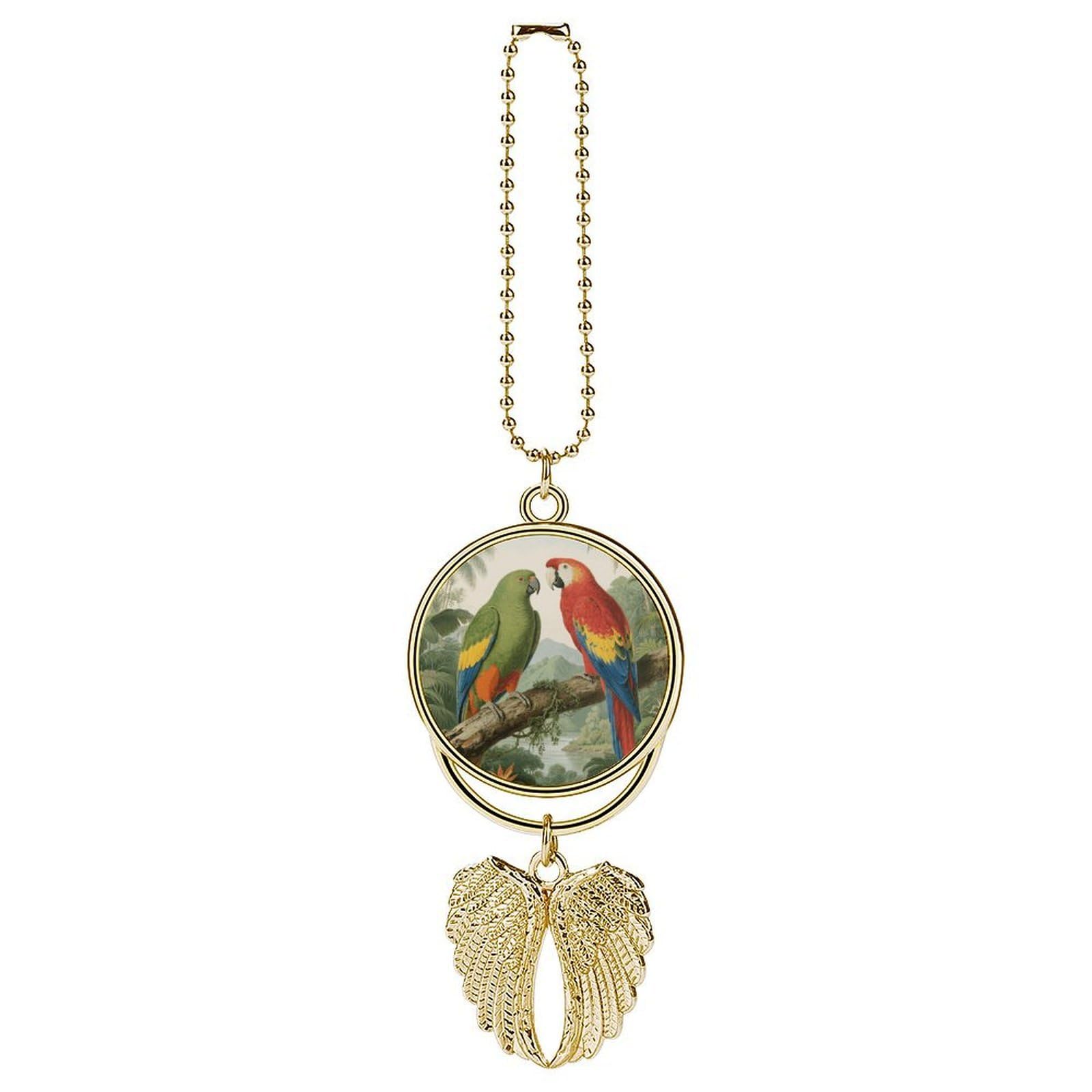 Parrot Guardian Angel Wing Car Ornament for Mirror, Zinc Alloy Hanging Charm with Spiritual Design for Protection, Rearview Mirror Accessory Decor Gift for Women Men(Golden)