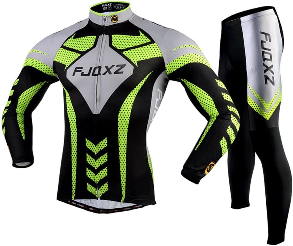 Men's Long Sleeve Cycling Jersey Set Bike Biking Shirt Breathable and Quick Dry F010C