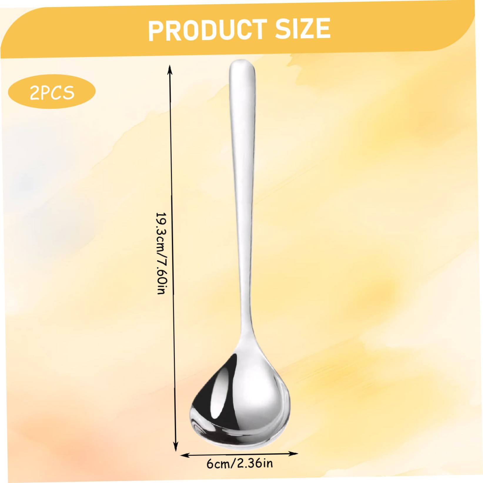 Lot de 2 louches à soupe rondes en acier inoxydable 19, 3 cm