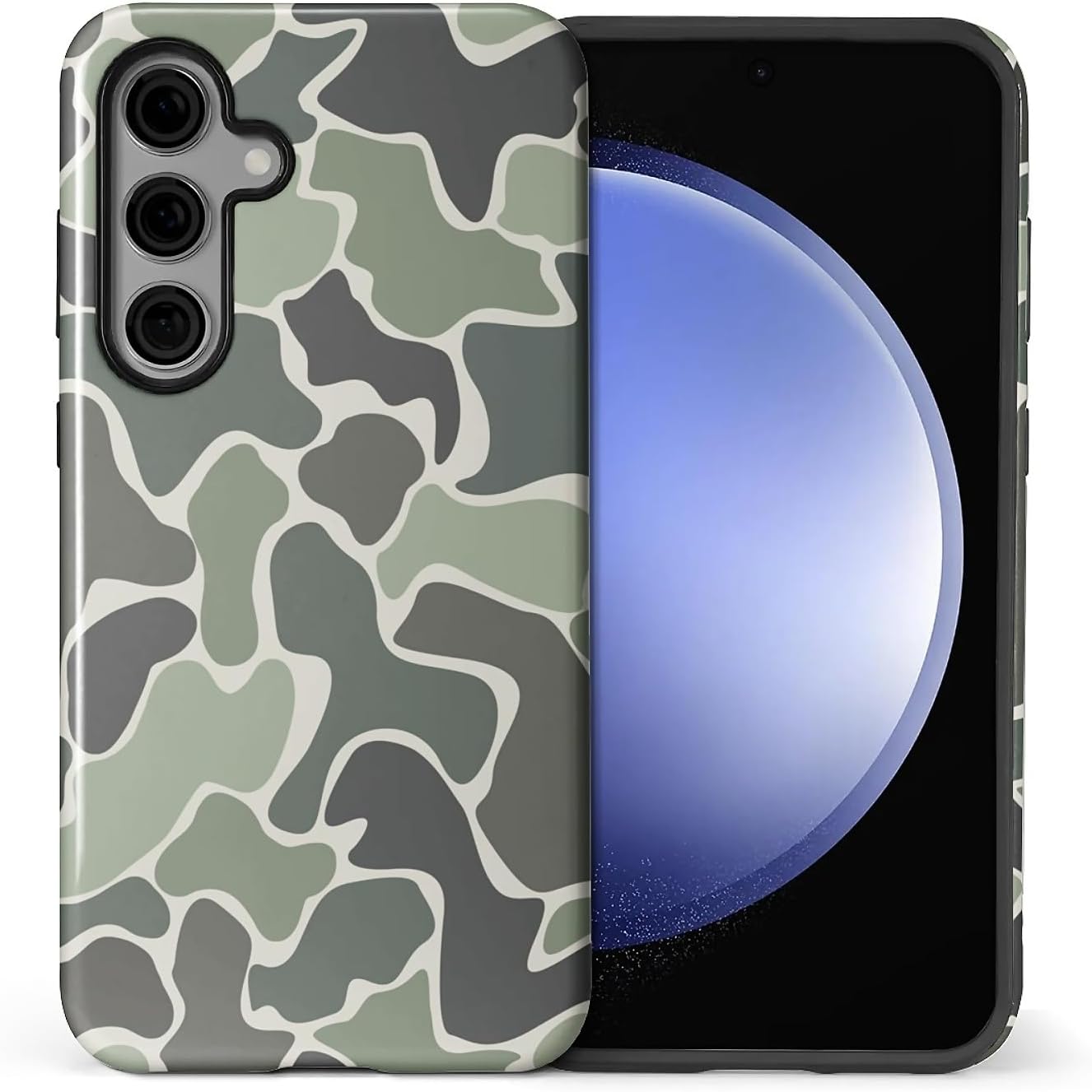 for Samsung Galaxy S25 Case,HL2 Old Camo Army Green Hybrid 2 Layer Hard Shell Silicone Protective Pattern Design Case Old Camo Army Green Samsung Galaxy S25
