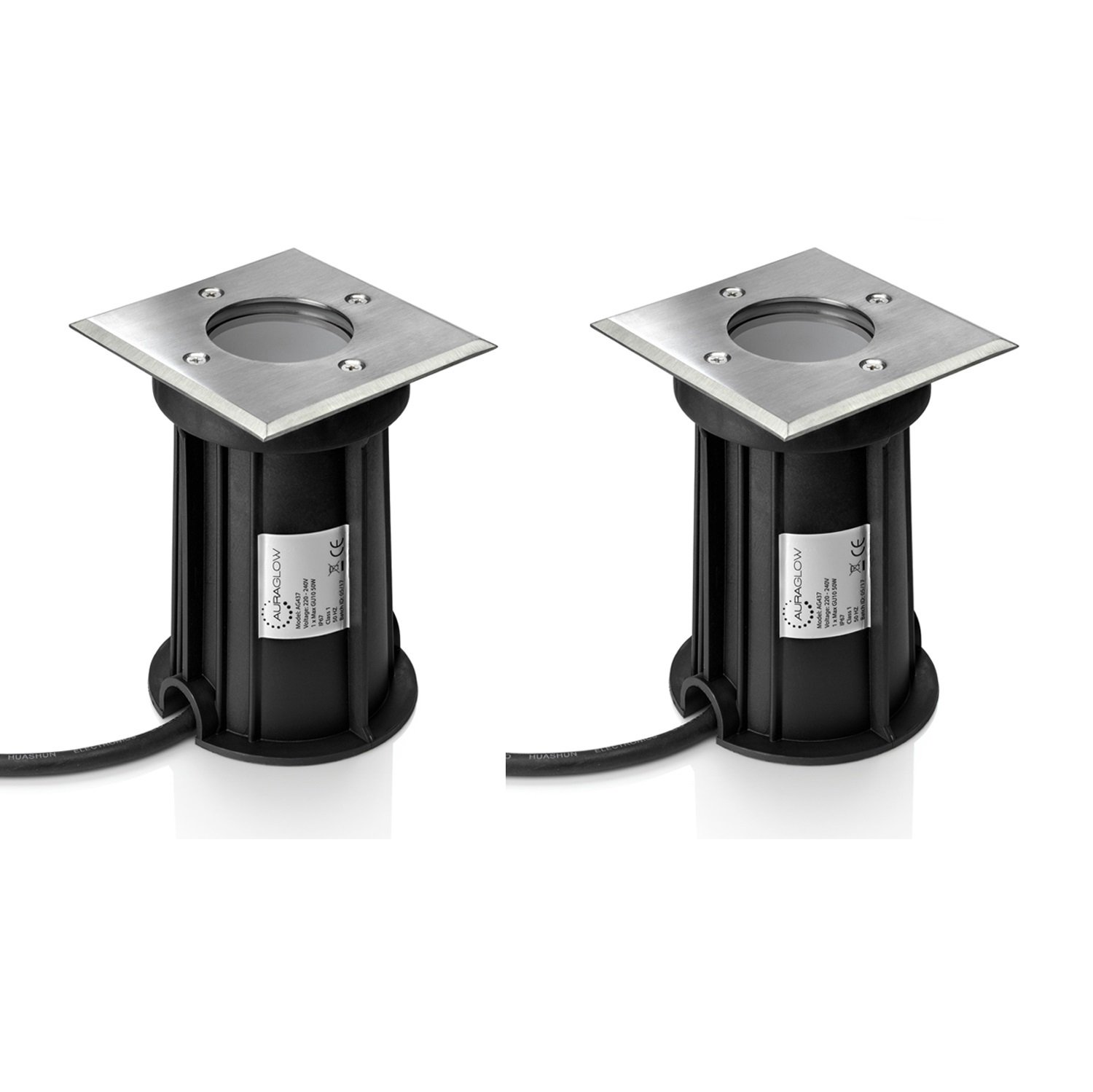 Auraglow Focos Empotrables de Suelo GU10 IP67, Caminos y Terraza, Pack de 2