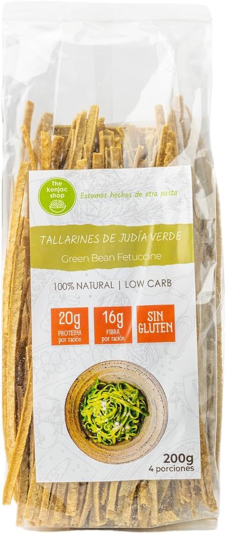 Tallarines de Judía Verde 200g Pasta Proteica Sin Gluten Baja en Calorías Alta en Proteínas