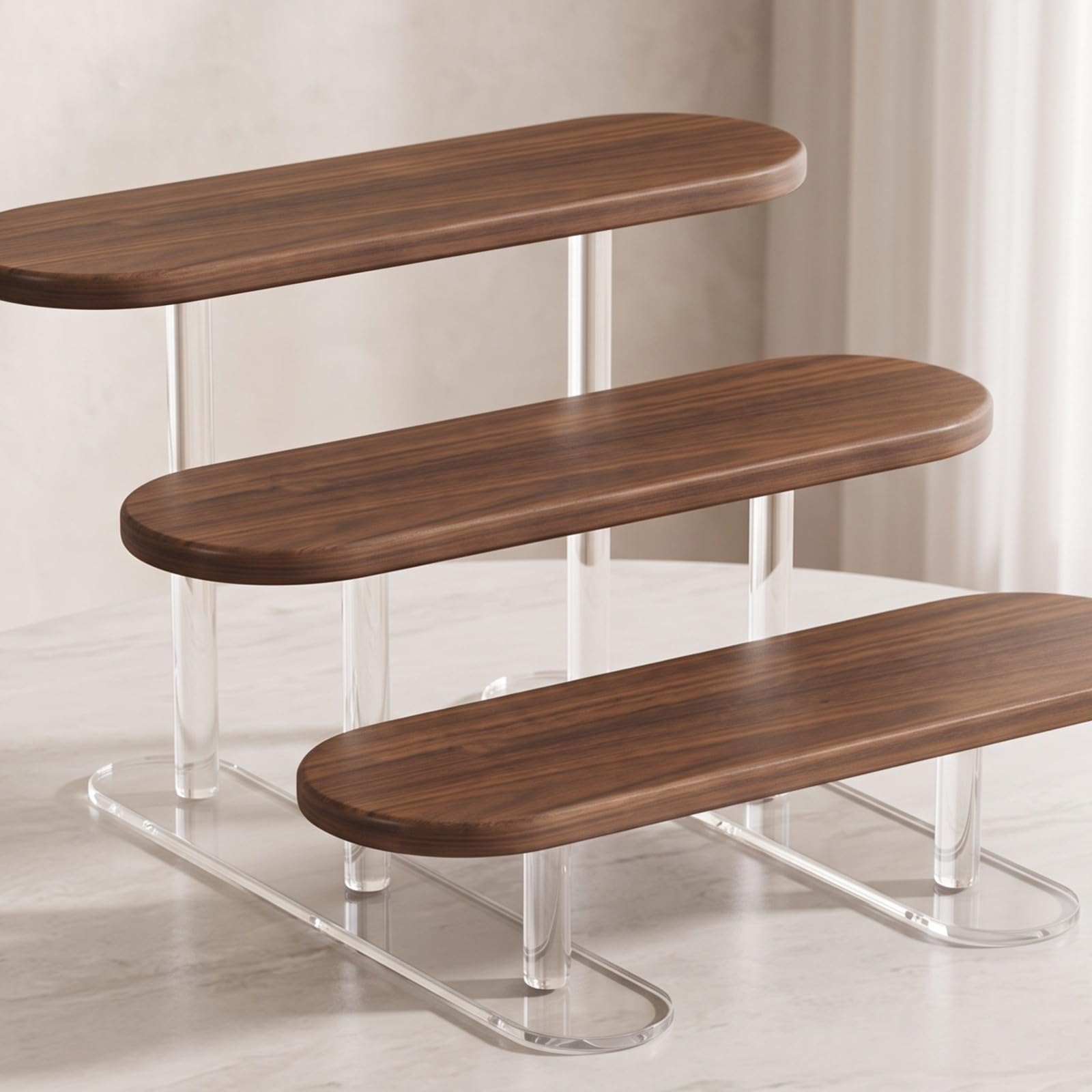 MagiDeal Présentoir à Figurines Stable aspect bois, Compact, Présentoir à 3 Niveaux, pr Bureau , Noir
