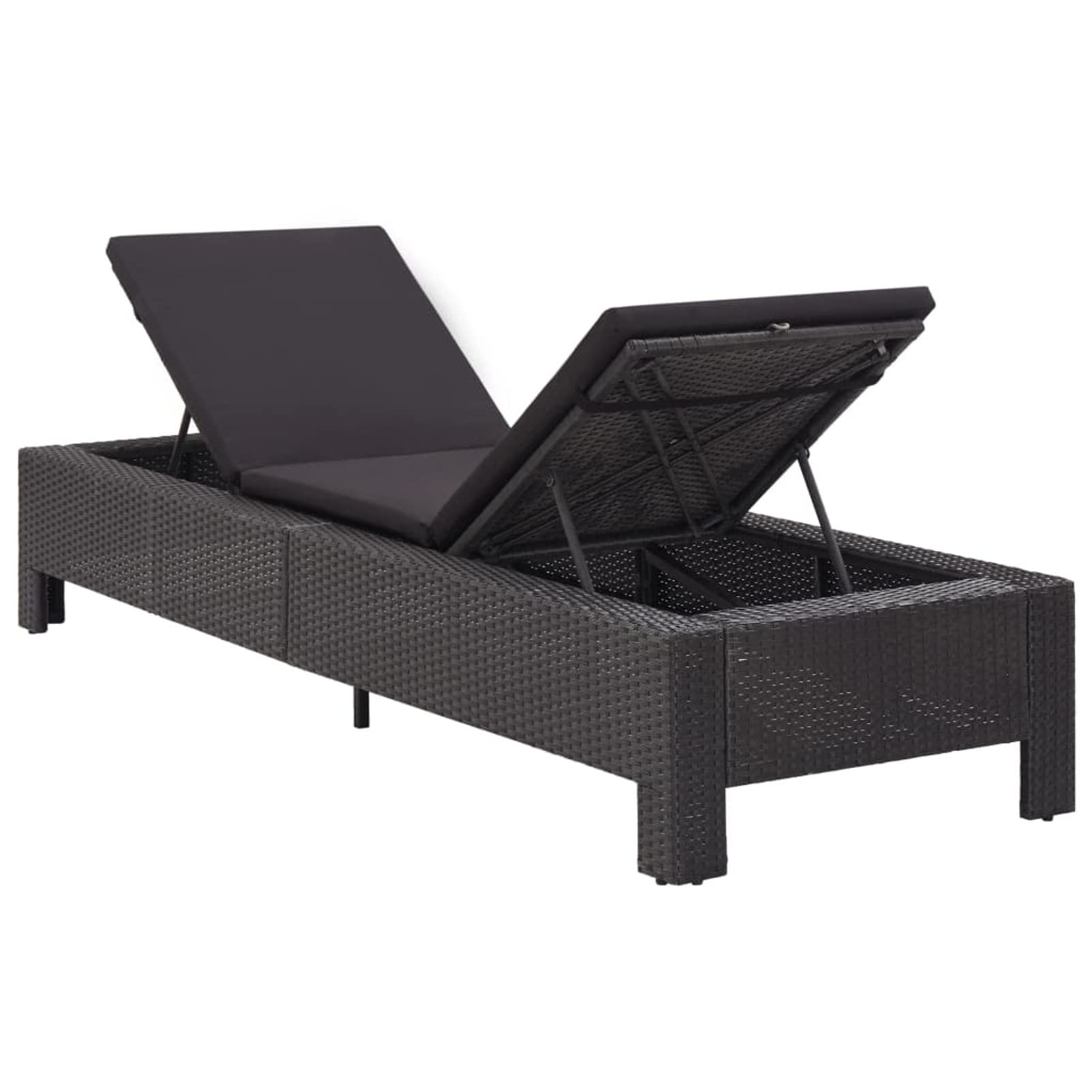 Tidyard Lettino Prendisole con Cuscino in Polyrattan Antracite