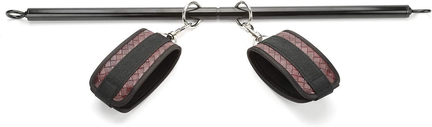 Sovyime Expandable Spreader Bar with Brown Adjustable Straps Set Training Tools Home Yoga Sports Gyms - Gift Box Set(Black+Brown Kit)