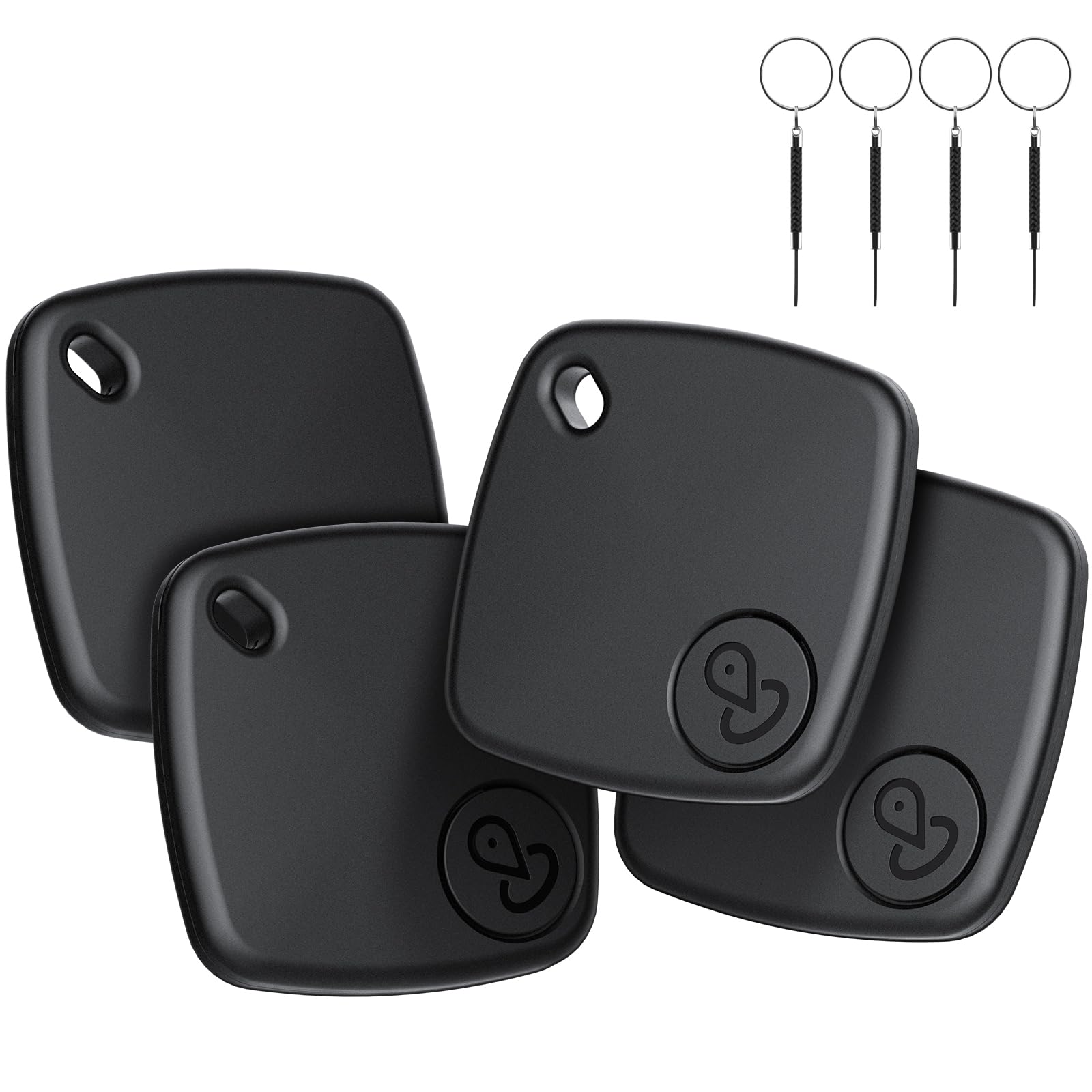 Air Tracker Tag 4 Pezzi, Smart Tracker Compatibile con Apple Dov'è (Solo iOS), Localizzatore con Cordino/Portachiavi, Trova Oggetti per Valigie/Chiavi/Bagagli/Portafogli, IP67, Batteria Sostituibile