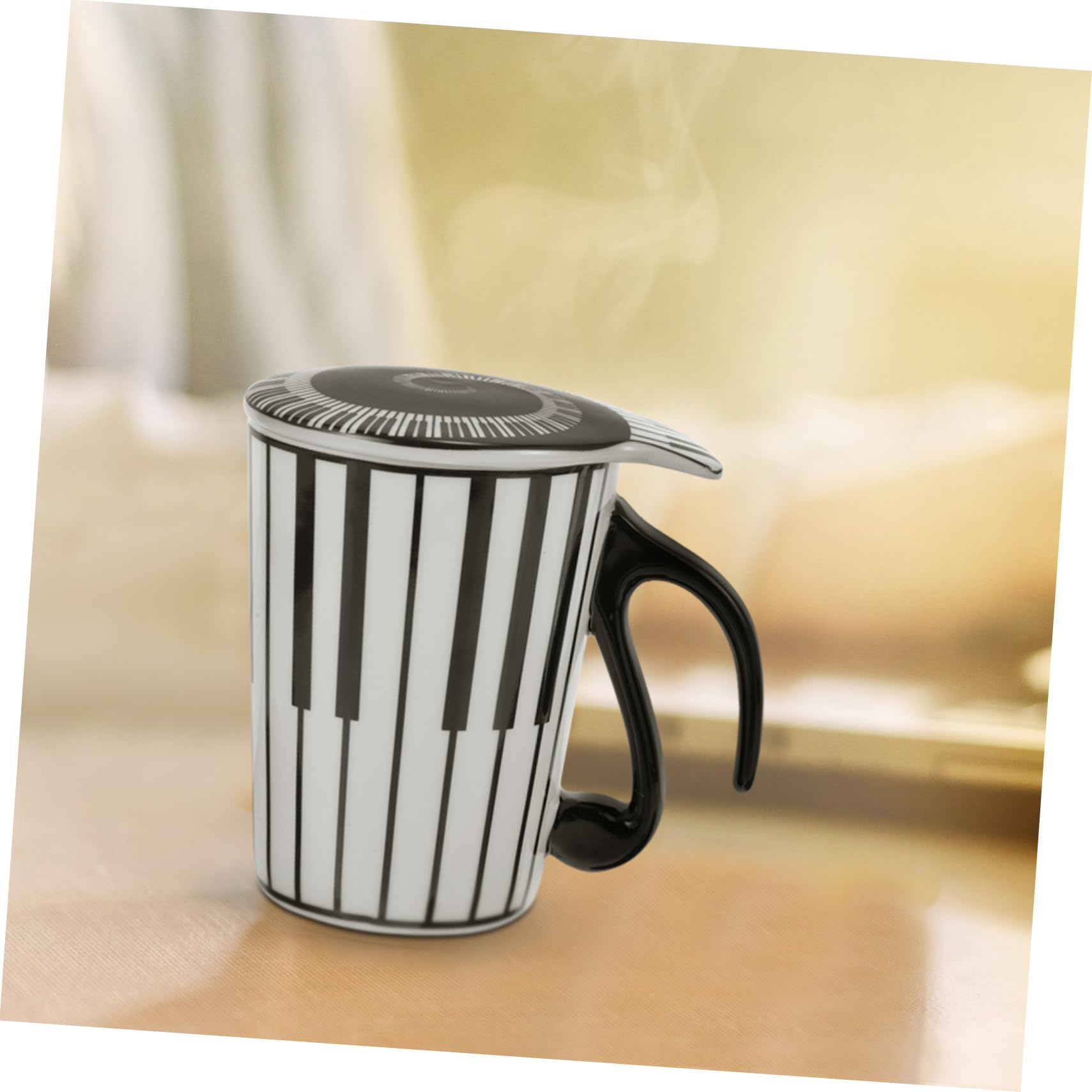 Lurrose 4pezzi Tazza Ceramica Con Design Pianoforte Bicchiere Decorativo Per Caffè e Tè Per Ufficio e Casa Idea Per Amanti Della Musica