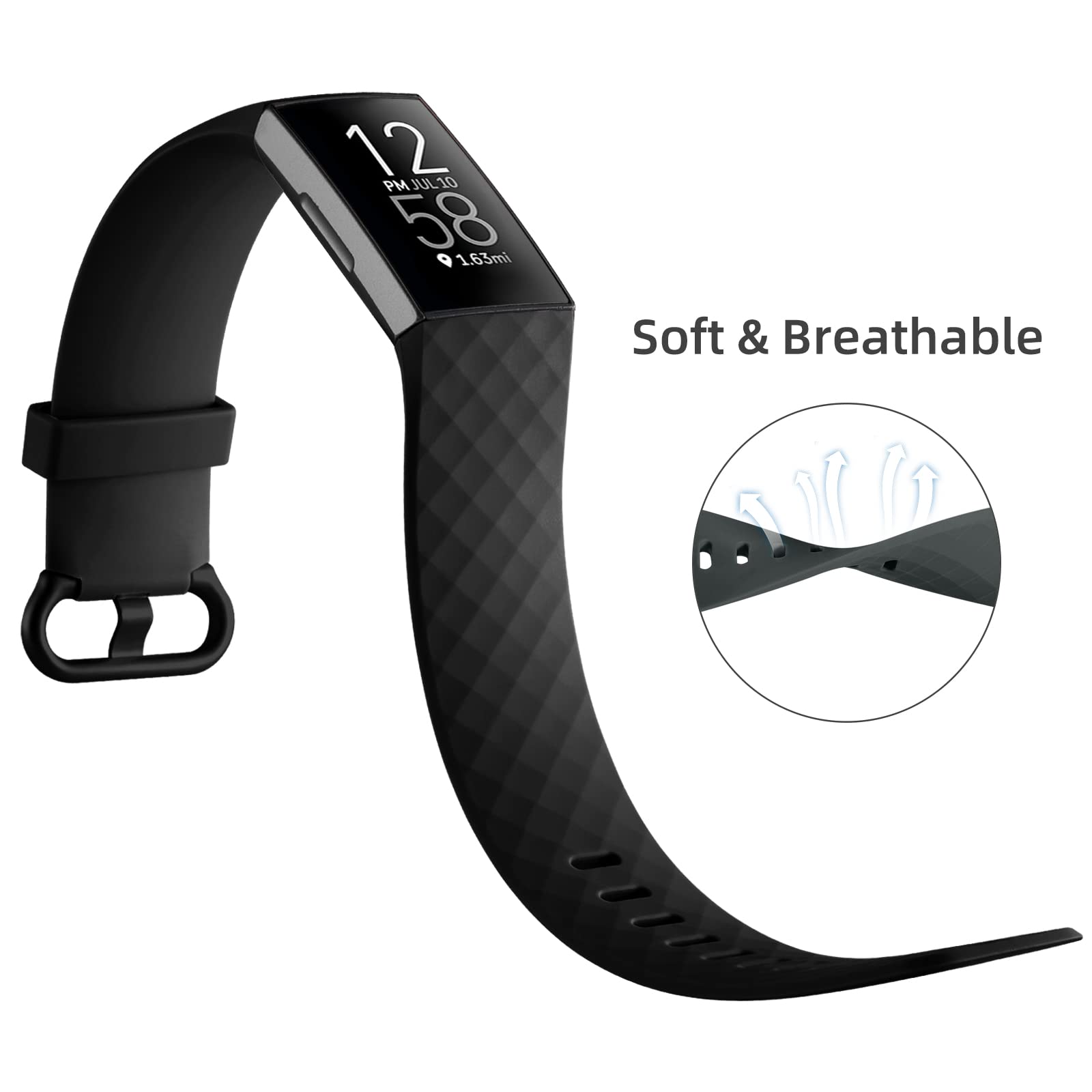 Dirrelo 3 Pack Cinturini Compatibile con Fitbit Charge 3/Fitbit Charge 4/Charge 3 SE Cinturino per Donna Uomo, Cinturino Sportivo di Ricambio Silicone Morbido Regolabile