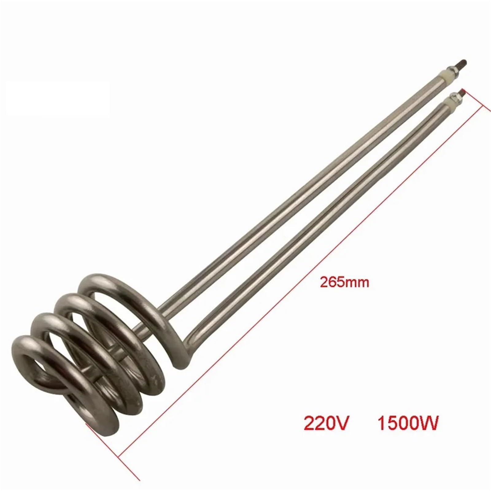 Elemento de tubo calefactor acero inoxidable, 220V, 1500W, 265mm longitud, calentador agua eléctrico, 1 Uds