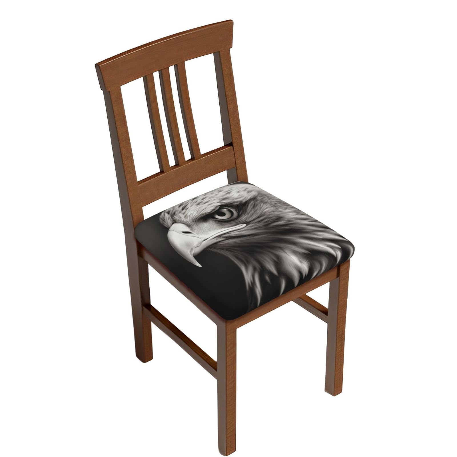 DWVTSLH Eagle Black and White Bar Stool Covers Square, Four Pieces High Elastic Soft Seat Cushion Cover Protector Washable Barstool Slipcovers Nonslip Replacement Square Bar Chair Covers