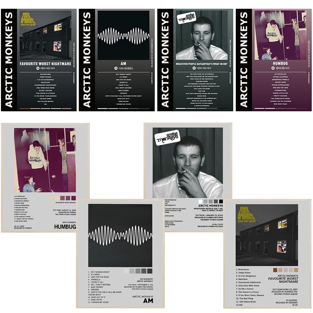 Arctic Band Poster,8 pcs Music Album Cover Posters Wall Art Posters Room Music Poster Aesthetic Canvas Wall Art for Girl and Boy Teens Dorm Decor 8x10 inch Unframed