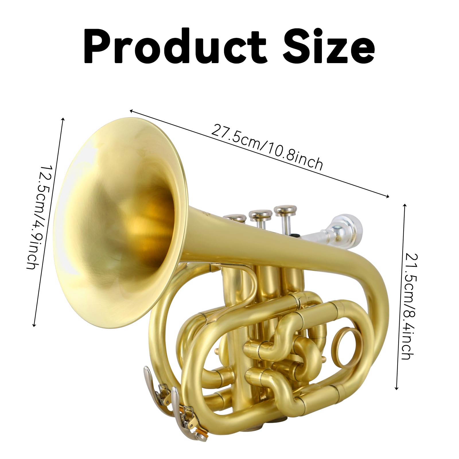 EASTROCK Pocket Trumpet Brass Bb Trumpet with 7C Mouthpiece special-shaped