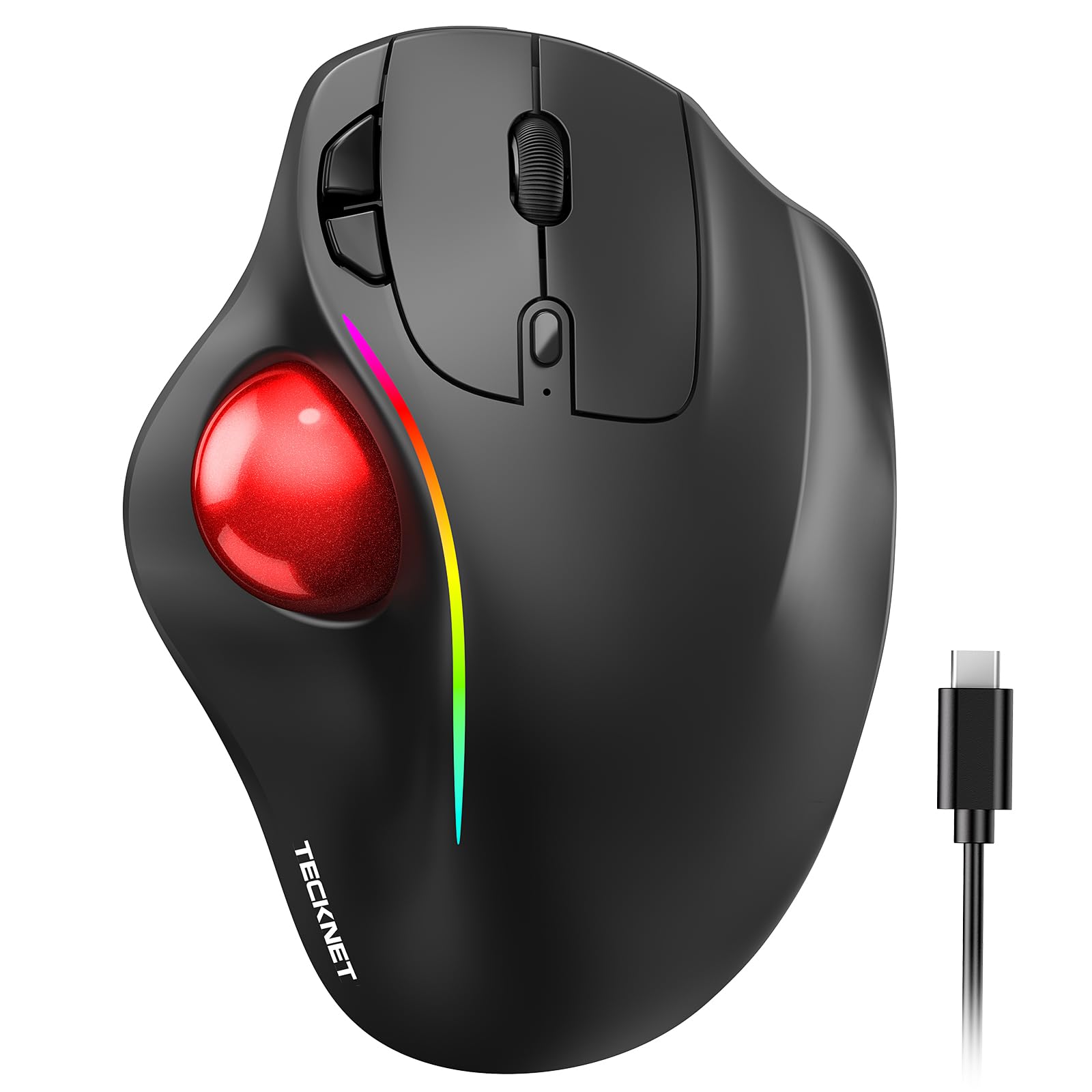Photo 1 of TECKNET Ergonomic Wireless Trackball Mouse - Red