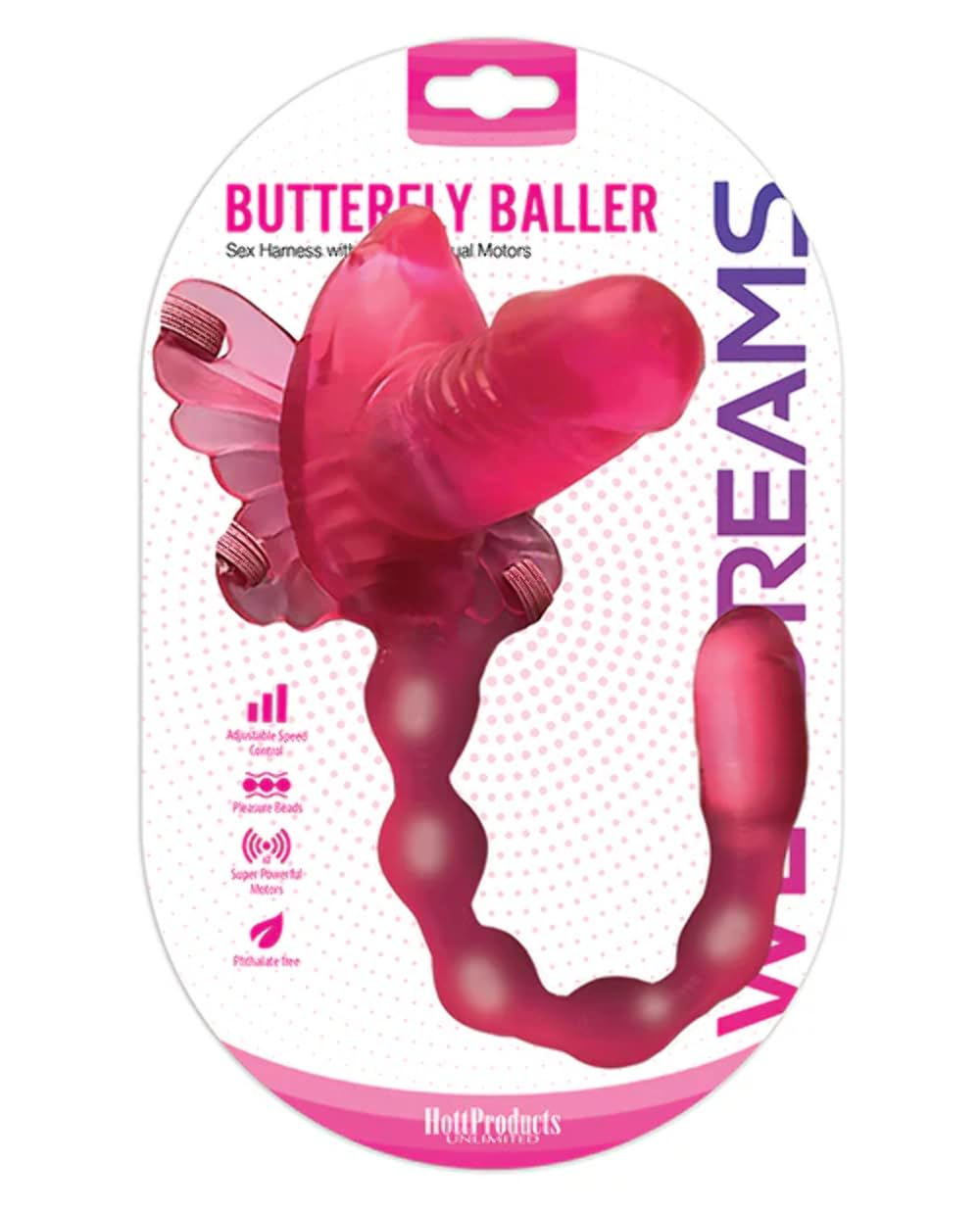 Amazon.com: Hott Products Unlimited 70001: Wet Dreams Butterfly Baller  Harness W/Dildo : Health & Household