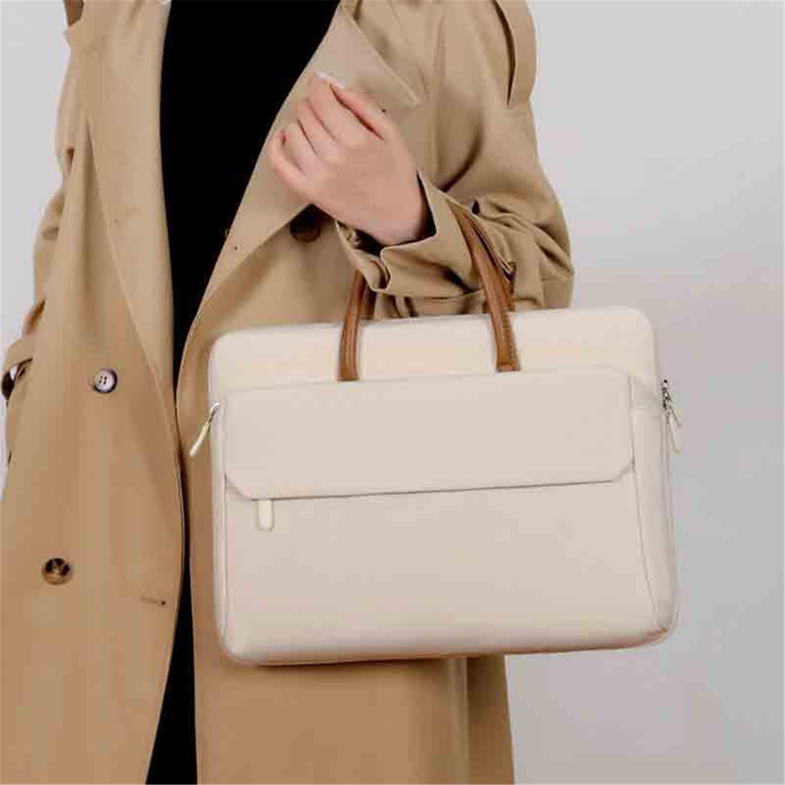 Lekka torba na laptopa Minimalistyczna walizka biznesowa z tkaniny Oxford do modeli 13,3, 14 i 15,6 cala teczka (biała, średnia)