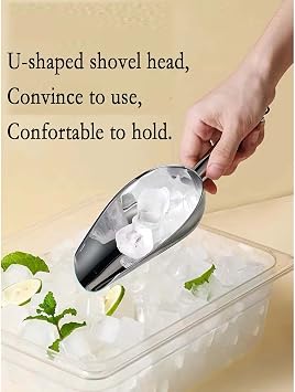 Stainless Steel Ice Scooper,Small Metal Scoops for Kitchen Bar Party Wedding,Thick,Dishwasher Safe,8 OZ,by ChuYun,9.8(L) x 3.3(W) x 1.9(H) inches