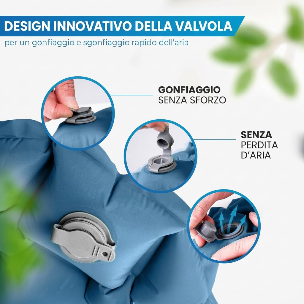 NORDMUT® Materassino Ultralight [con Kit di Riparazione] – Materasso Gonfiabile da Campeggio, Compatto – Materassino Outdoor Impermeabile per Tenda & Festival (Blu)