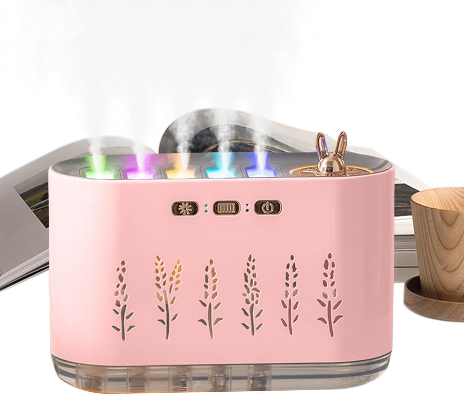 Humidificateur de bureau et maison avec diffuseur d'arômes et veilleuse 7 couleurs