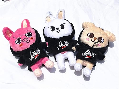 Miniatura 8 de Kpop Stray Kids SKZOO - Muñeca de peluche con 1 llavero de acrílico de tres piezas con colgante de lobo CHAN JINIRET BBOKAR (LEEBIT)
