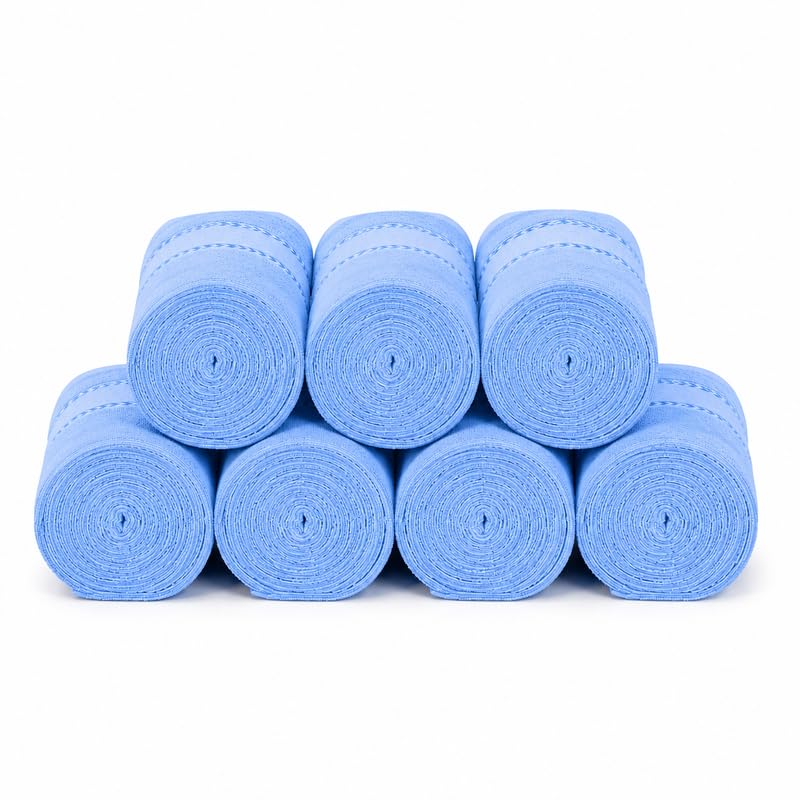 Image of TowelWala Hand Towel 550 GSM Soft Absorbent Quick Dry (Blue, Pack of 7) | Premium 550 GSM cotton with woven border-quick drying and perfect for bathroom, kitchen, gym, and travel.