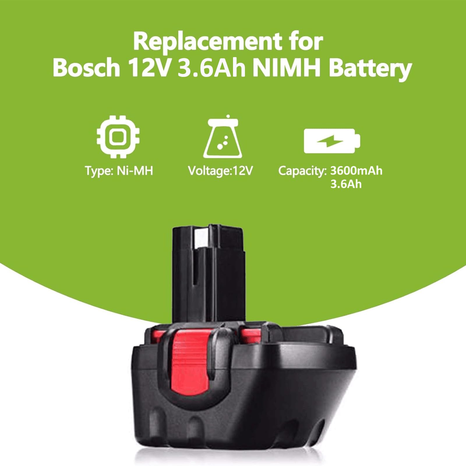 EOHJAR 12V 3.6Ah Batterie Ni-Mh De Rechange Pour Bosch