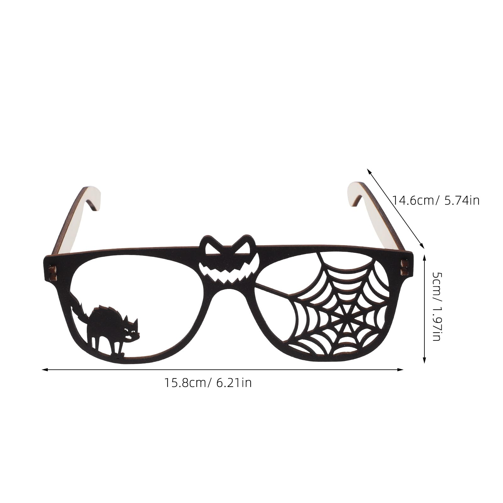 LUOZZY 8Pcs Halloween Glasses Halloween Funny Eyeglasses Wooden Pumpkin Bat Witch Spider Eyewear Cosplay Photo Props for Halloween Carnival Party Supplies