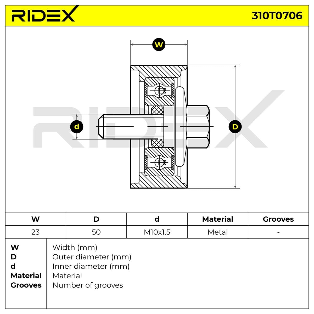 RIDEX 310T0706 Polea tensora correa poli V Compatible con KIA PICANTO TA