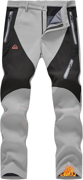 YSENTO Mens Snow Pants Fleece Lined Hiking Ski Winter Insulated Utility Work