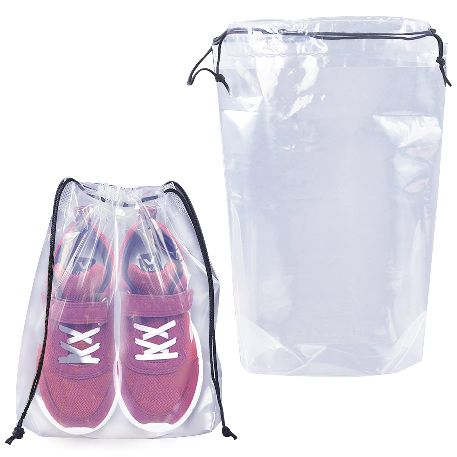12Ps Transparent Shoe Bags for Travel .Large Clear Shoes Storage Organizers Pouch with Rope for Men and Women