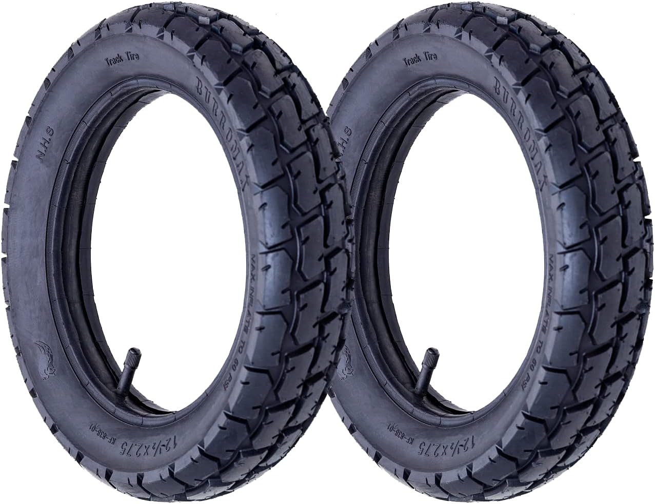 Burromax (Set of 2) Track Pavement Tire 12.5x2.75 (12-1/2x2-3/4) & Inner Tube Set for TT250 TT350R TT750R, Razor MX350 MX400 Dirt Rocket, X-Treme X-560, Electric Mini Bikes, Mini Pocket Bikes