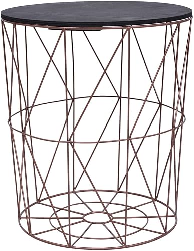 Miniatura 63 de 1 mesa auxiliar con marco de metal, mesa auxiliar blanca para sala de estar, hogar, oficina, 18.5 x 22.4 pulgadas Blanco,Negro