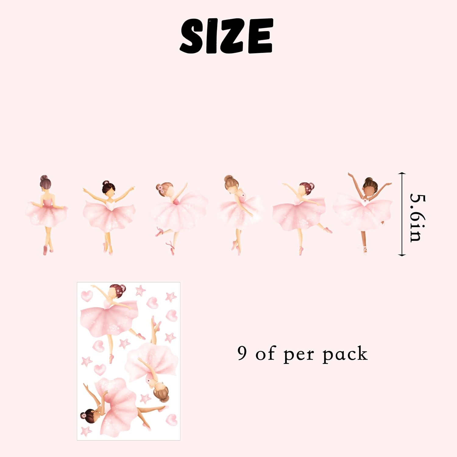 ZAIBIANHAO Ballet Room Decal - Ballerina Dancing Girl Peel and Stick Wall Decor, Nursery Living Room Decoration