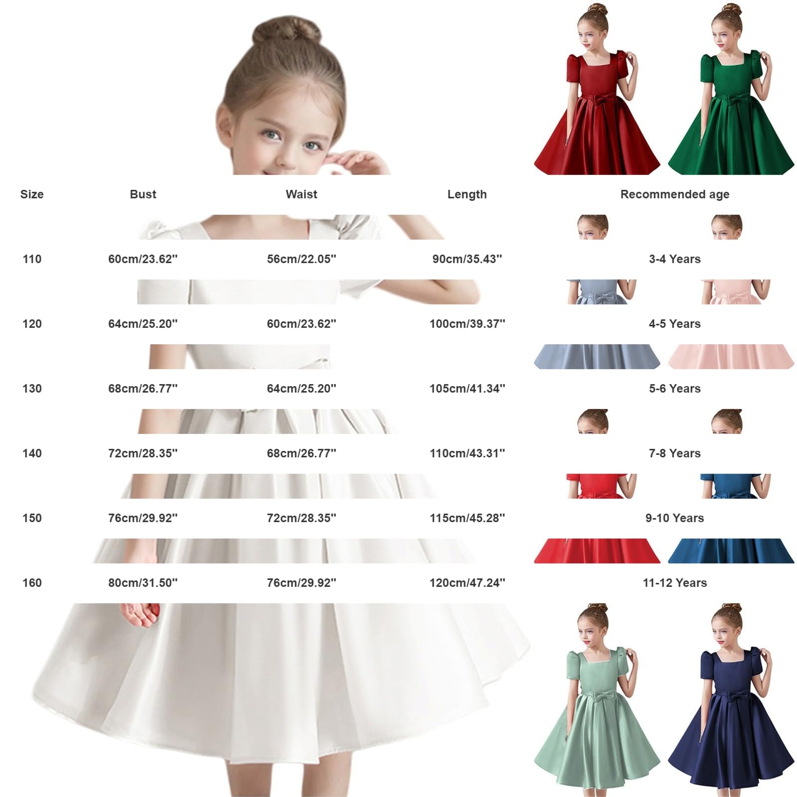 Abito da ragazza con scollo quadrato e punto smock a maniche corte abiti midi da sposa formali per bambini bambini a trapezio a pieghe con volant gonne a pieghe per feste di compleanno eleganti gonne