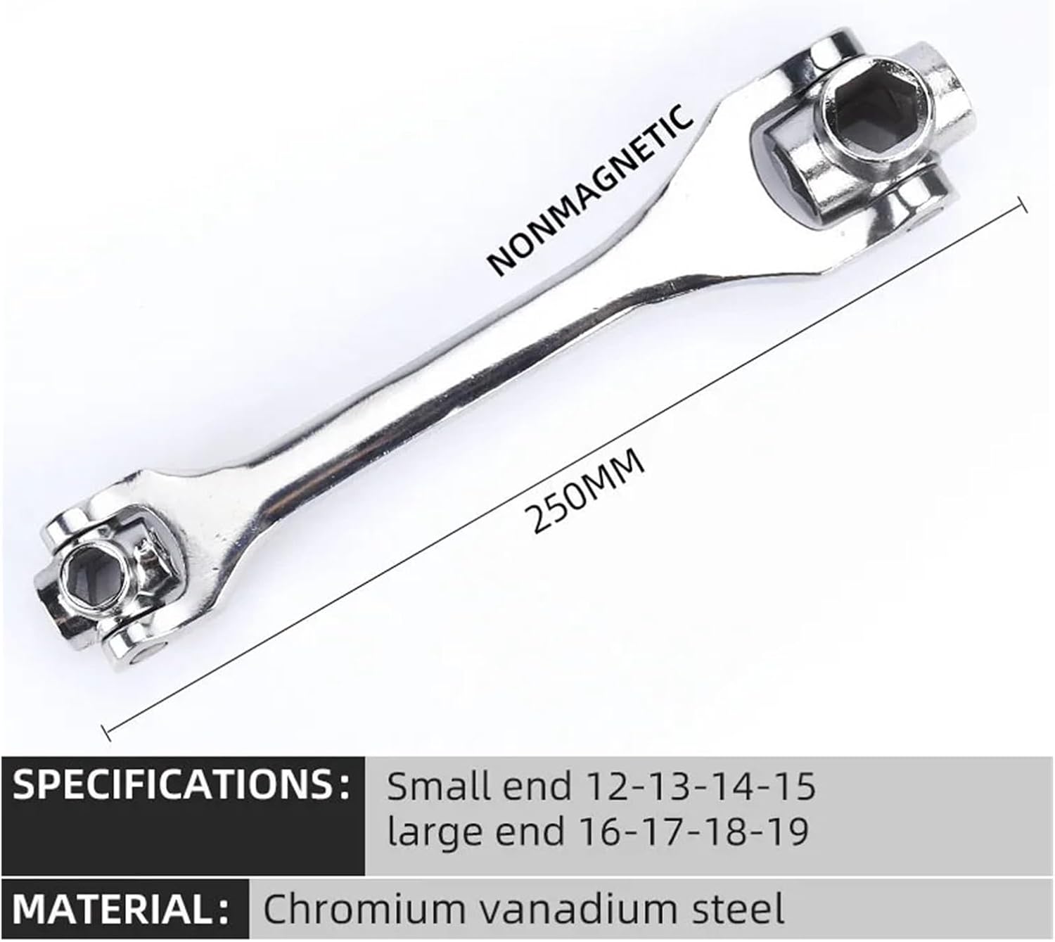 52 in 1 Socket Wrench Multi-Use 360 Degree 8-21mm Universal Wrench 52-in-1 Multi-Function Socket Set 8-in-1 Professional Dog Bone Tool(Bald wrench III)