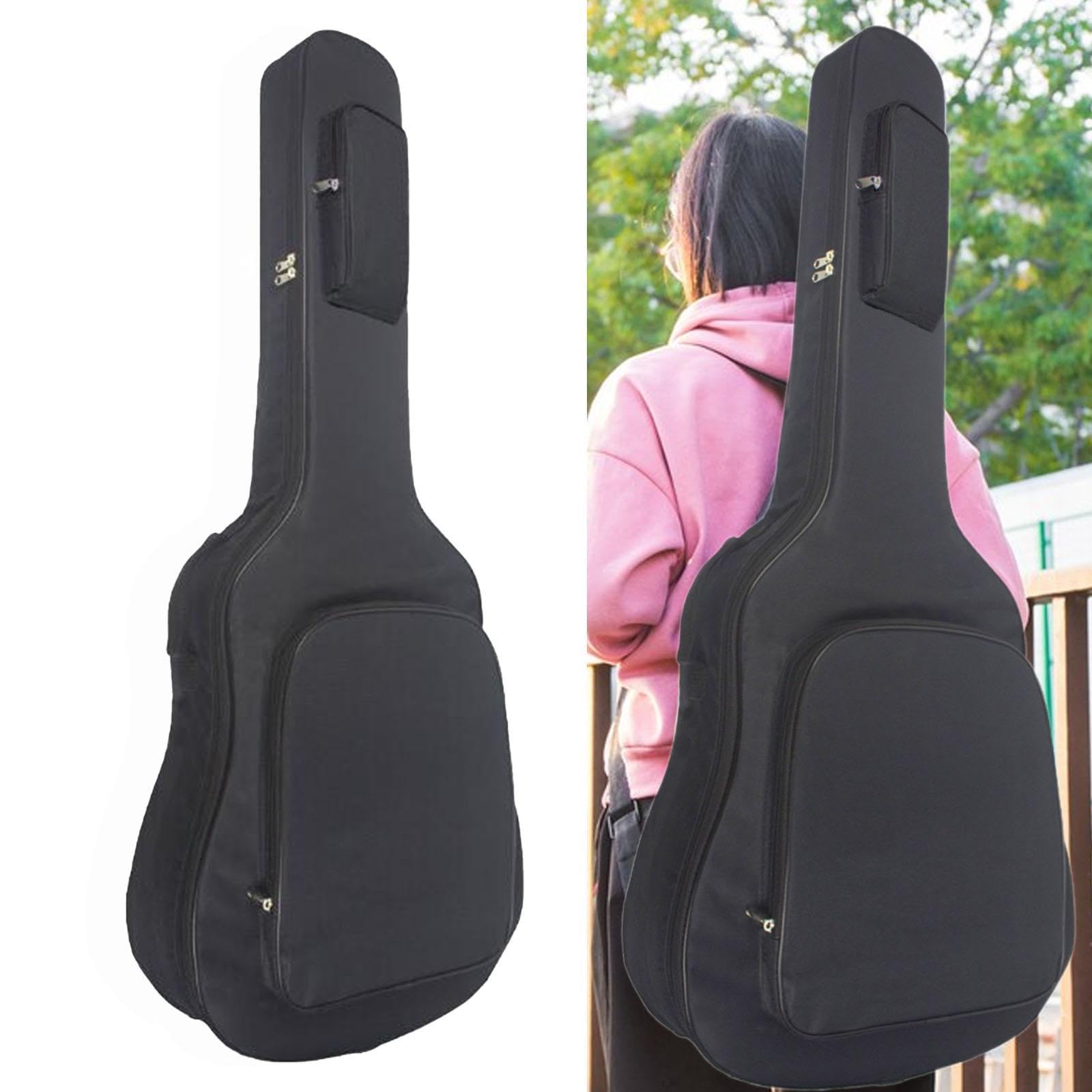 kowaku Housse de Guitare 36" à 38" en Sac à Dos, Housse de Protection en Tissu Oxford à Rembourrage Épais et Imperméable, Étui de Guitare avec Poignée et Poche Accessoires, pour Voyage, Noir