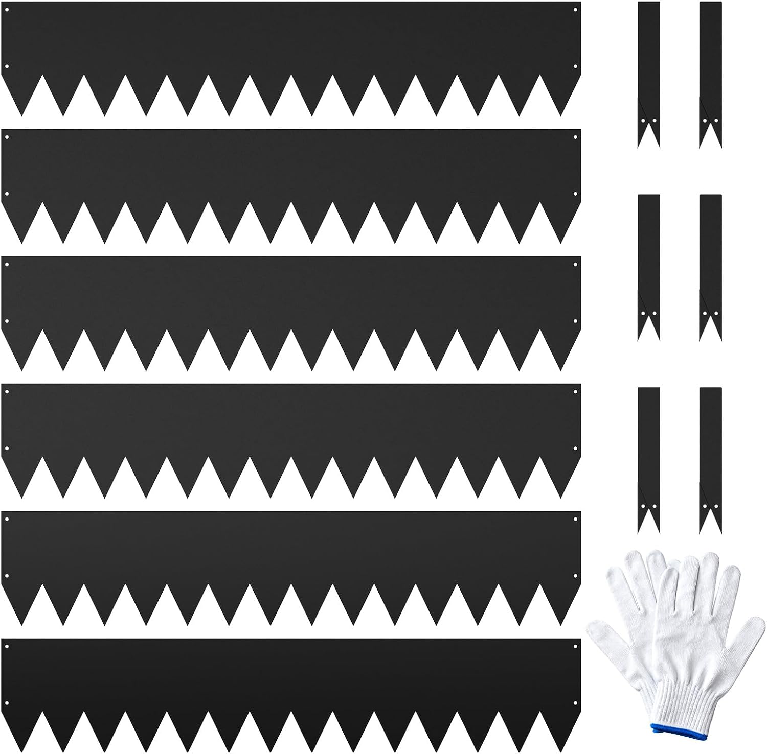 6 Pack 40" x 8" Corten Steel Landscape Edging, Pre-Weathered Garden Metal Border (20Ft), Hammer-in Sawtooth Strips, Heavy Duty, w/ 8 Clips & Gloves, Rust Finish Lawn & Yard Edge