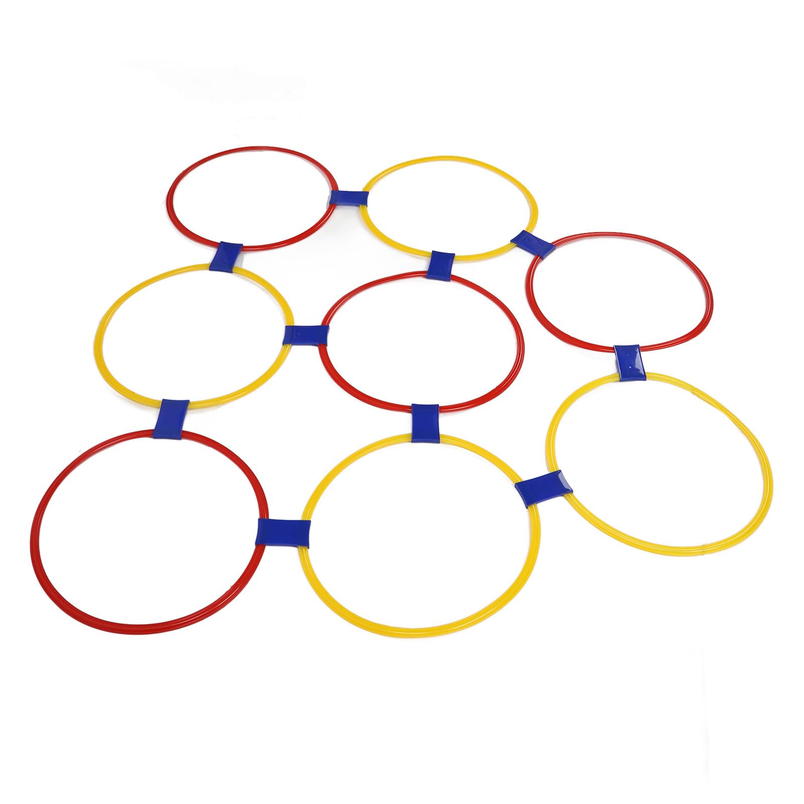 Generic Hopscotch Hoop, Równowaga ćwiczeń Treningowych Obręczy 10pcs Kombinacja Materiału Plastikowego Wszechstronne z 10 Pętlami do Skakania (L 360 ml 6,8x14,5 cm / 2,7x5,7 cala)
