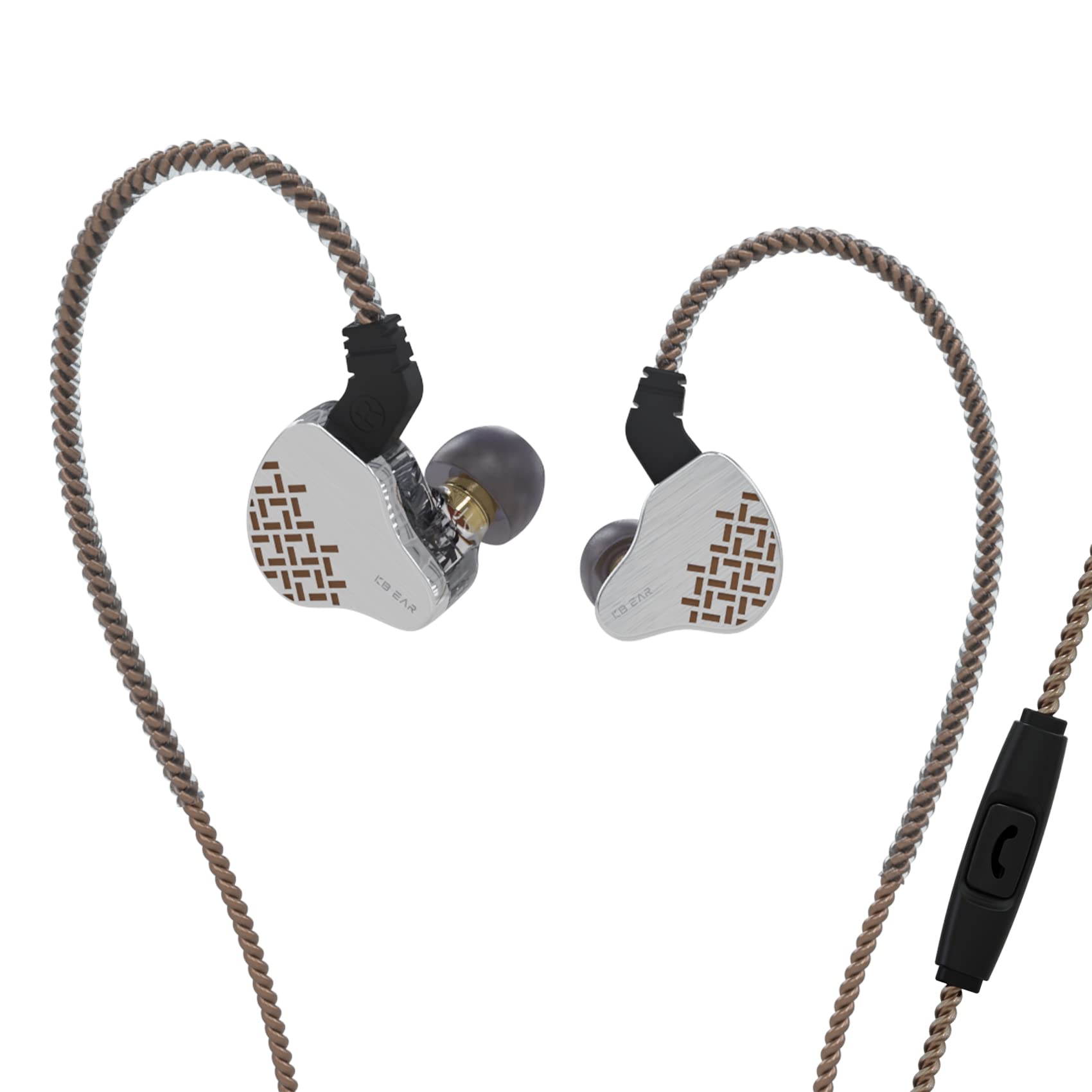Yinyoo Iem Earphones Kbear Rosefinch In-Ear Monitor Headphones Audiophile Earbuds, Wired Hifi Bass With 1Dd Driver For Musicians Isolation Headphones For Drummers Singers Stage (Brown, With Mic)