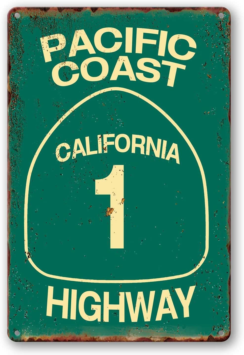 Pacific Coast Highway Sign California Summer Travel Gift Surfing Vintage Metal Sign Plaque Metal Fun Tin Sign Entrance Decoration Gallery Wall Sign 12x16inch