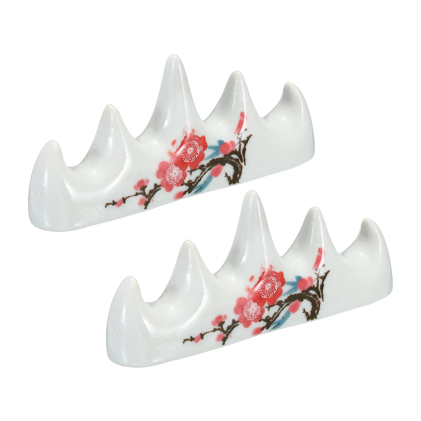 PATIKIL 2 Pack 4 Ports Ceramic Chinese Calligraphy Brush Pen Holder Stand Rest Tool for Writing Painting Brushes, White