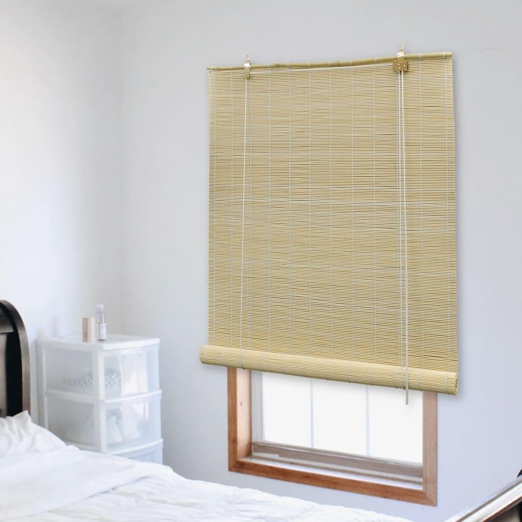 Store enrouleur en bambou 140 x 220 cm - Naturel - Sans perçage - Klemmfix - Protection solaire pour fenêtre, salon, chambre à coucher - Facile à monter - Translucide