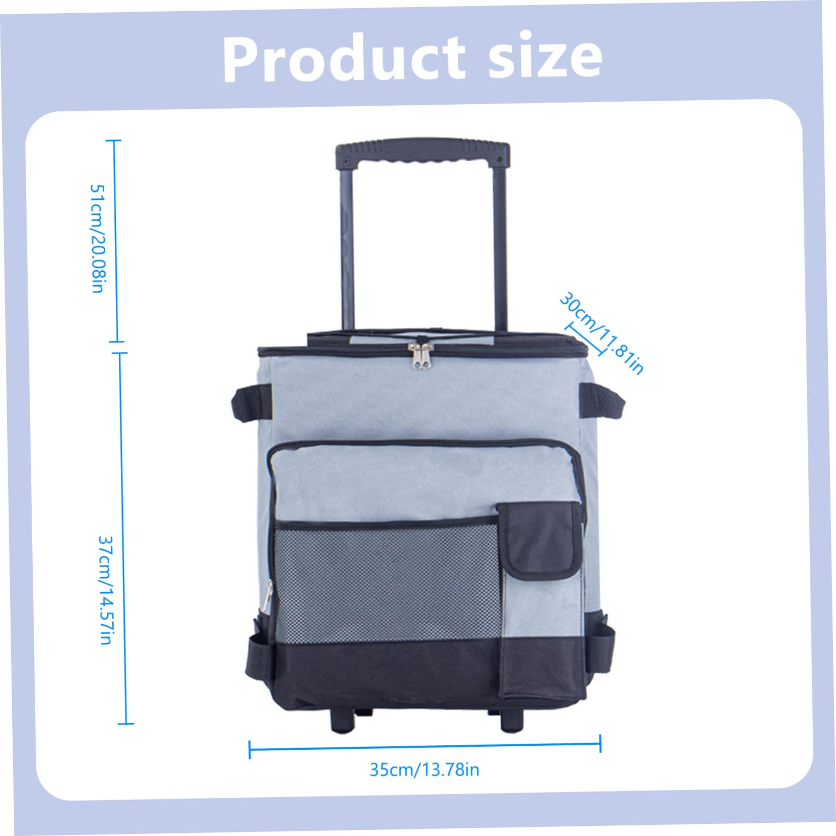 Kühler mit Rädern und Zug, 43 l, großer Kühler, wasserdicht, geräuscharm, rollend, faltbar, mehrere Taschen, isoliert, für den Außenbereich