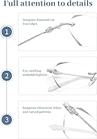 Vista 4 de LUFF Rimless Reading Glasses for Women & Men, Lightweight Blue Light Blocking Readers, Anti-Eyestrain Computer Glasses + Case plateado