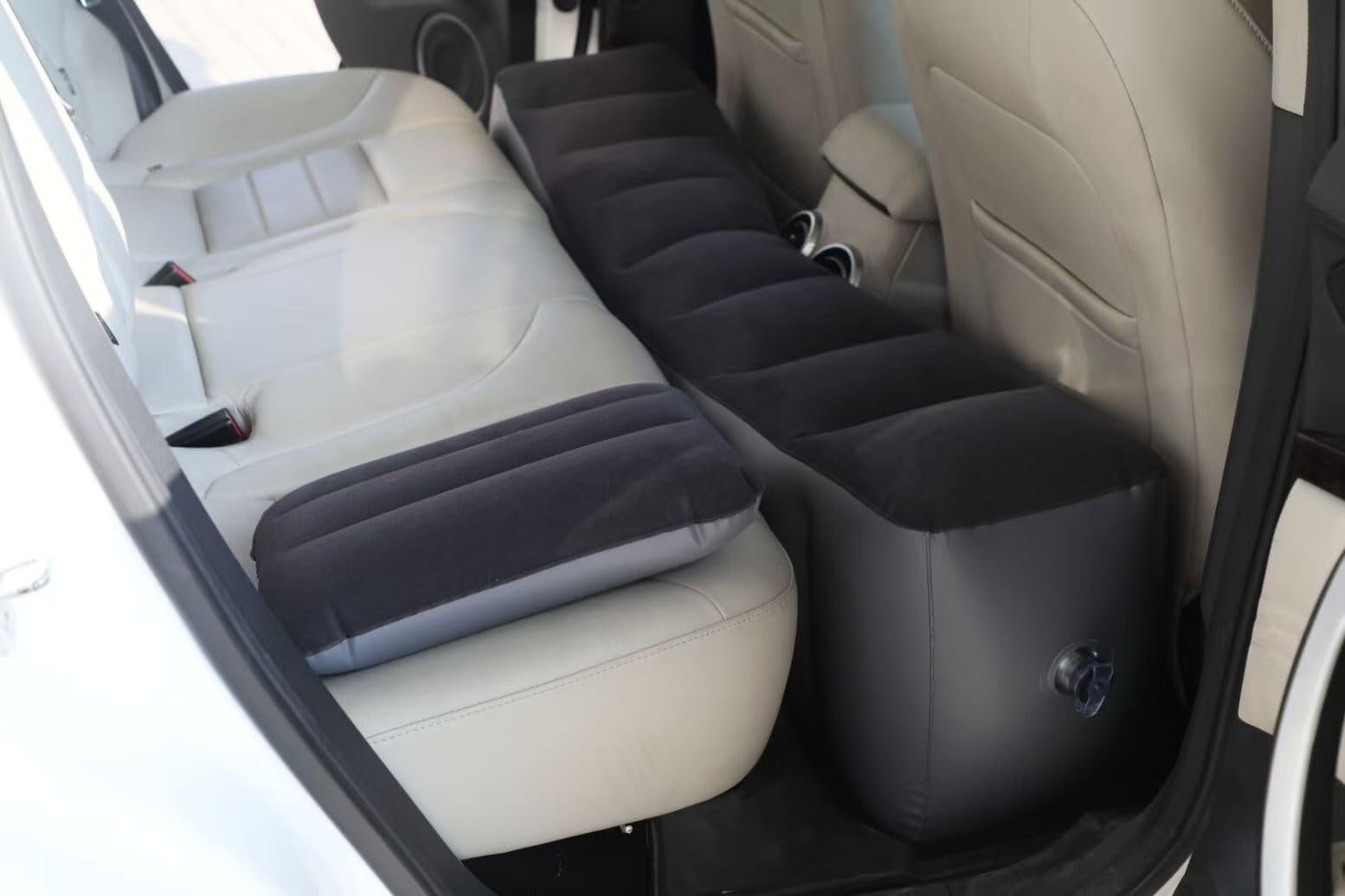FMS Car Travel Inflatable Mattress SUV Air Mattress Bed for Back Seat Extended Couch for SUV, MPV and Sedans and Trucks Camping Universal (Mattress pad gap) (Grey-Mattress Pad Gap With Pillow)