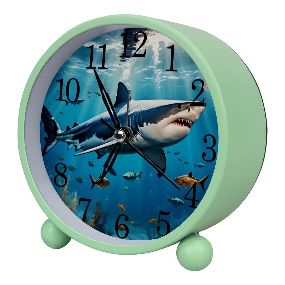 Luoweisi Alarm Clock Underwater Shark, Silent Non-Ticking with Night Light