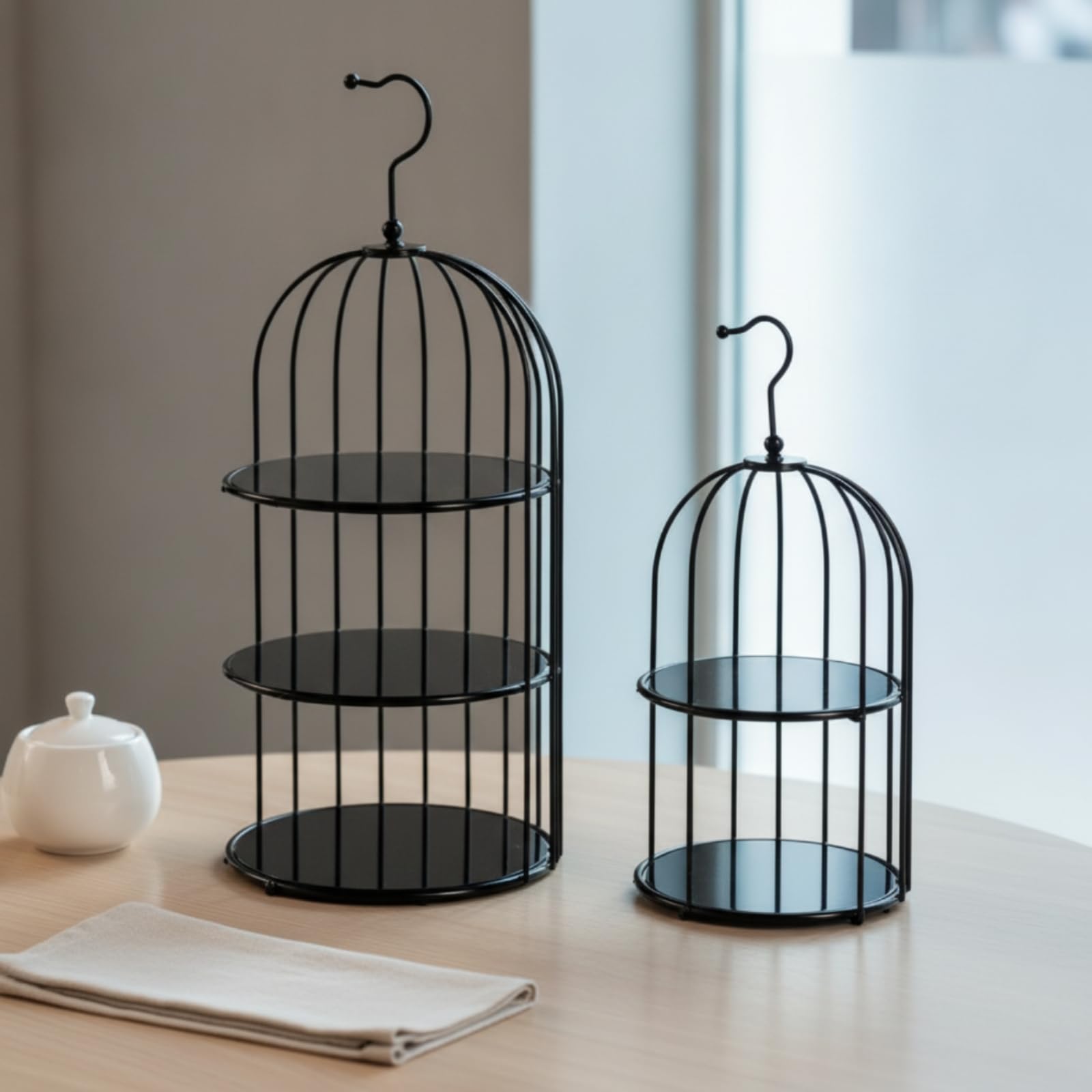 2 Piezas Expositor Estilo Jaula Pájaro corativo Expositor con s Circulares Acrílico Organizador para Pasleros, Cafés