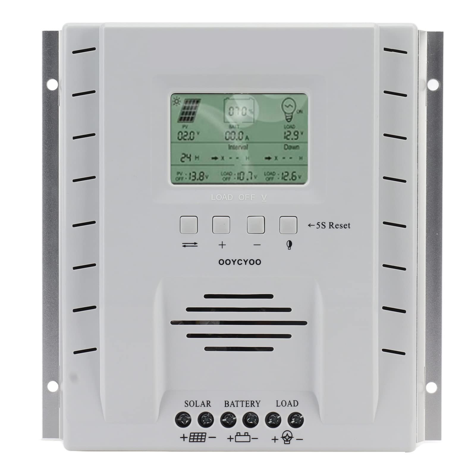 Cocoarm Kontroler Słoneczny MPPT Solarny Regulator 60A 12V 24V, Aluminiowy Regulator ładowania Słonecznego ABS Wejście 100V, 99% śledzenia 98% Konwersji dla Domowych Przemysłowych Systemów