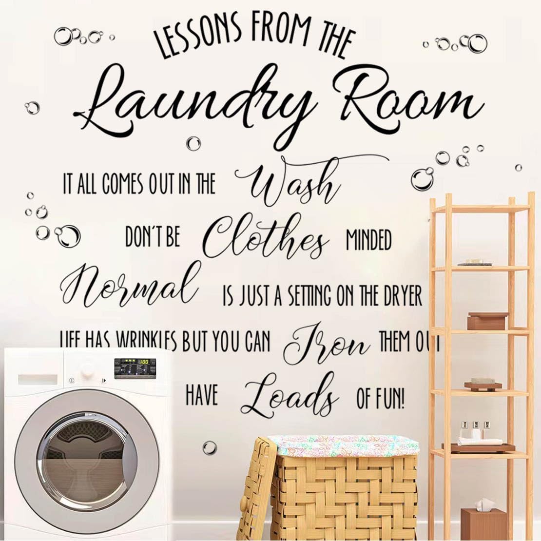 Laundry Room Decal Quote Lessons from The Laundry Room Wall Sticker Vinyl Wall Decal Wash Dry Vinyl Laundry Stickers Washer Quote for Home Apartment Washing Machine Dryer
