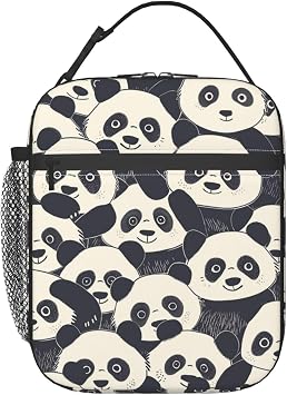 Panda yemek kutusu,  ocuklar i in, yeti kinler, k zlar, erkek  ocuklar, hayvan beslenme  antas , so utucu  anta, yeniden kullan labilir yal t ml   le yeme i  antas , ofis, piknik, seyahat,