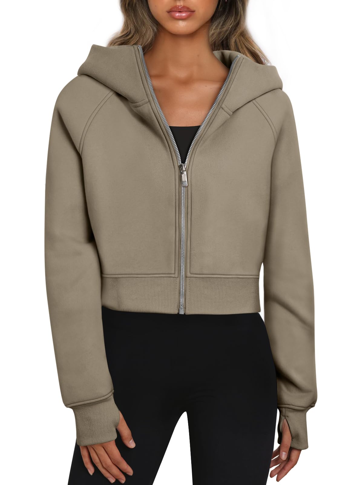 Trendy Queen Womens Zip Up Hoodies Cropped Jackets Fall Clothes 2026